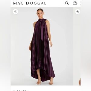 Mac Duggal Purple Pleated High Low Gown